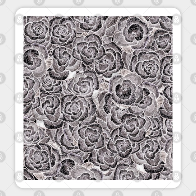 Black & White Floral. Sticker by FanitsaArt